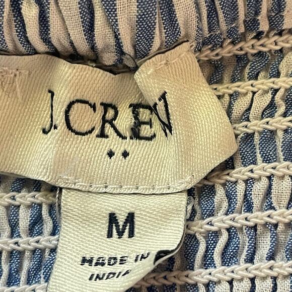 J Crew Blue White Stripe Smocked Tiered Midi Dress Size M Coastal Sundress Beach - Picture 8 of 10